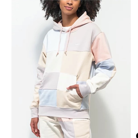 Obey Lockdown Pastel Colorblock Hoodie Medium - Picture 1 of 11